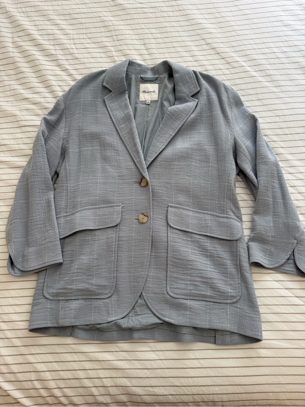 Madewell Soft Light Gray Two-Button Blazer